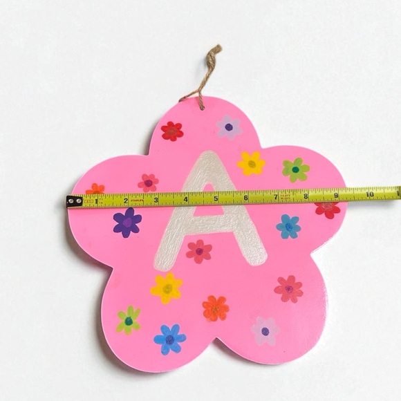 Handmade Pink Floral A Initial Hanging Sign - Picture 4 of 5